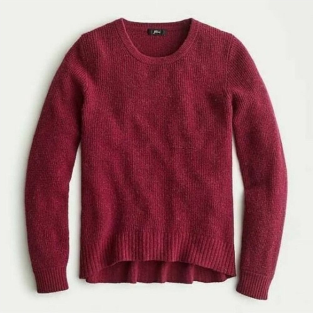 J Crew High-low Waffle Sweater in Supersoft Yarn XXL Maroon Burgundy Red